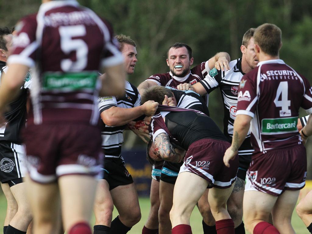 A fight breaks out at a Tweed v Burleigh match.