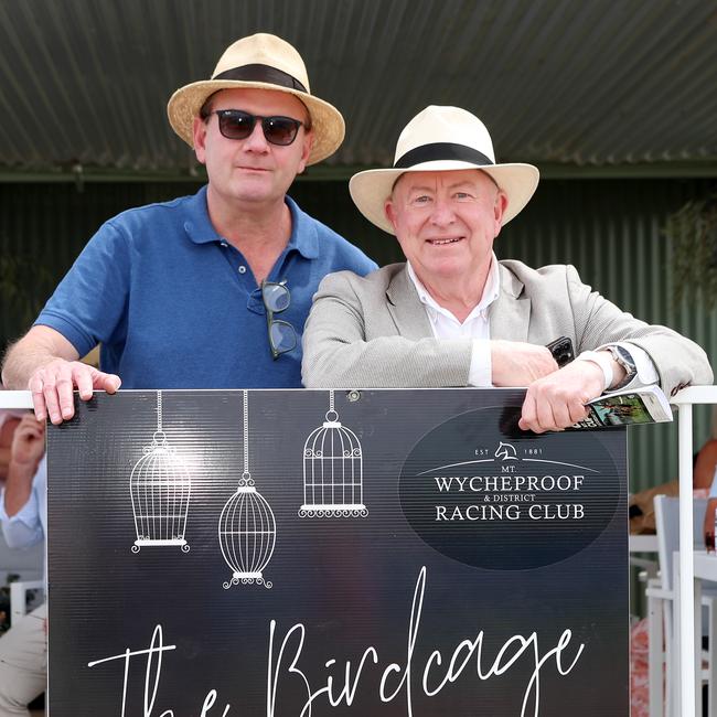 Part-owner of Melbourne Cup winner Prince Of Penzance, Sandy McGregor and RSN chief executive Bernard Saundry.