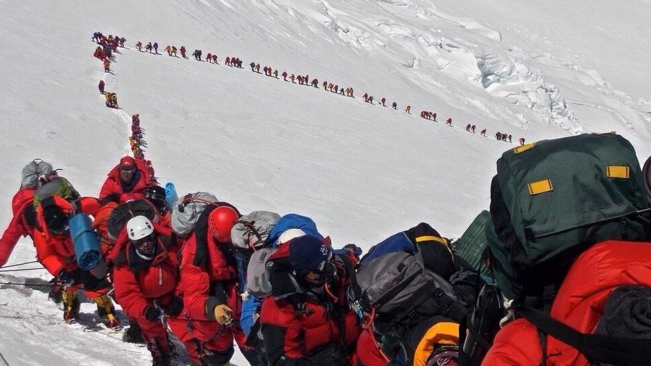 Traffic jam as climbers try to summit Mount Everest in Nepal