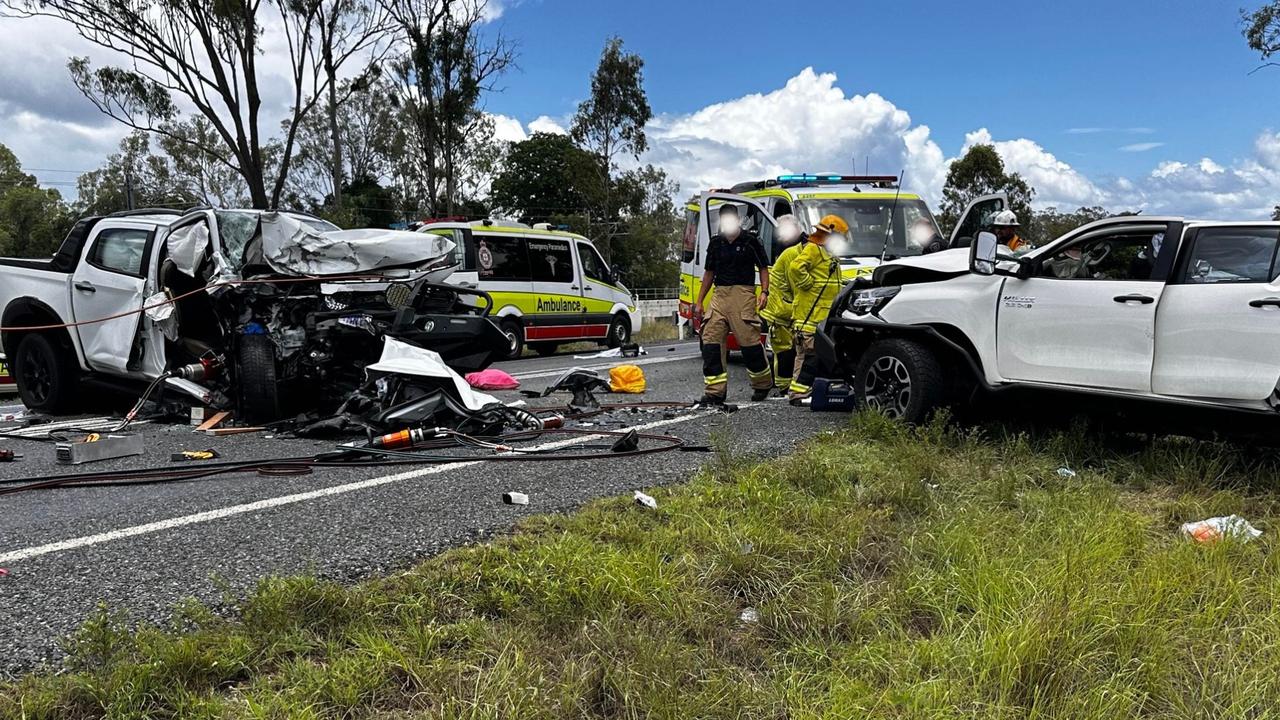 Photos from RACQ Capricorn Rescue from the Bororen crash on the Bruce Highway on December 20, 2023.