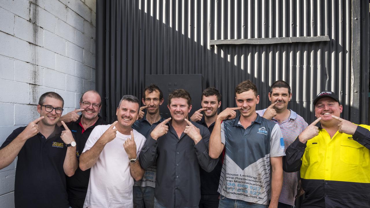 Businesses band together for Movember (from left) Matt Edwards, Bruce Murphy, Clayton Menyweather, Anson Cockburn, Matt Bohm, Matt Burke, Thomas White, Quinton Coleman and Adam Nesbitt.