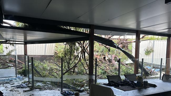 Damage to Jess Elder's home after the Christmas Night storm that hit the Gold Coast.