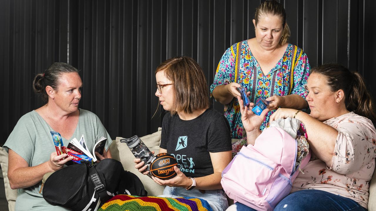 Selena Protheroe (centre) of Hope for Our Children with foster mums (from left) Ingrid, Jodie and Dominique. Picture: Kevin Farmer