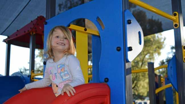 FUN IN THE SUN: Lismore girl Brooklyn said the slide was one of her favourite pieces of the brand new play equipment at Wade Park in East Lismore, which has now reopened. Picture: Jackie Munro