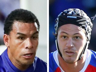 Bulldogs star Will Hopoate and Knights star Kalyn Ponga