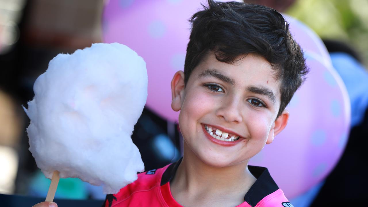 7 year old Brandon Makdessi at the Rouse Hill Rhinos Pink Day in Kellyville. (AAP IMAGE / Angelo Velardo)