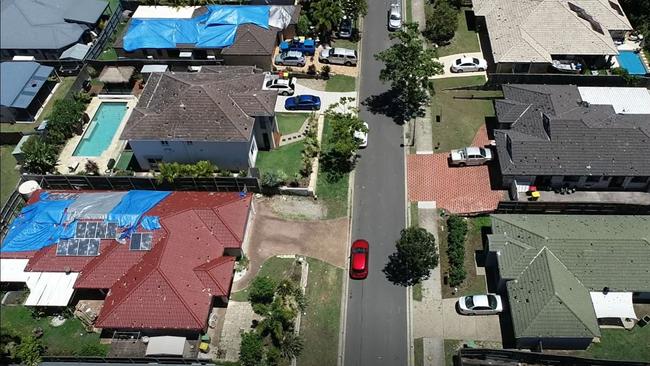 Drone footage of damage caused by the severe hail storm in Admiral Crescent and Jezabel Drive in Springfield Lakes.