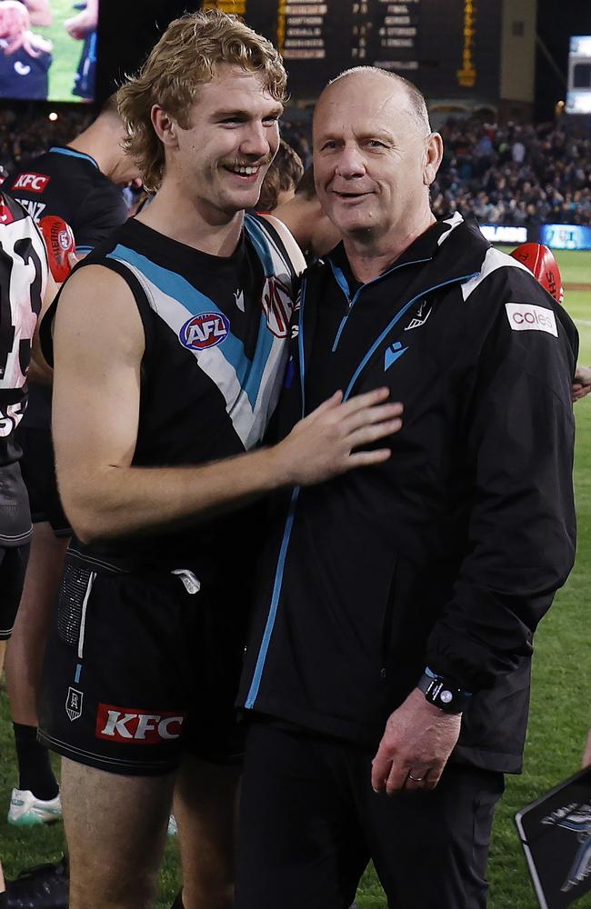 Hinkley with Horne-Francis after the semi-final win. Picture: Michael Klein