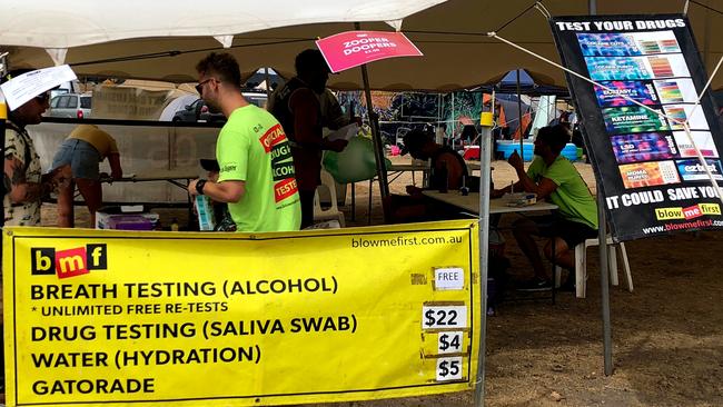 Drug and alcohol testing at the Rainbow Serpent Festival in western Victoria.