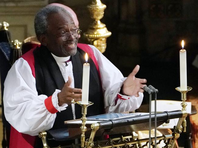 The Most Rev Bishop Michael Curry, stole the show with his address at the royal wedding. Picture: Owen Humphreys/WPA Pool/Getty Images