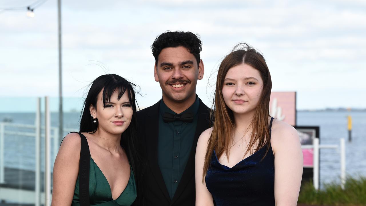 Taylah Irving, Cory Williams-Megee and Crystal Powell at the Northern Bay College Graduation. Picture: David Smith