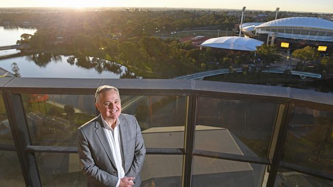 SkyCity Adelaide general manager David Christian takes in the view from the roof of the Adelaide Casino, where the new Sol Bar and Restaurant will be. Picture: Tom Huntley