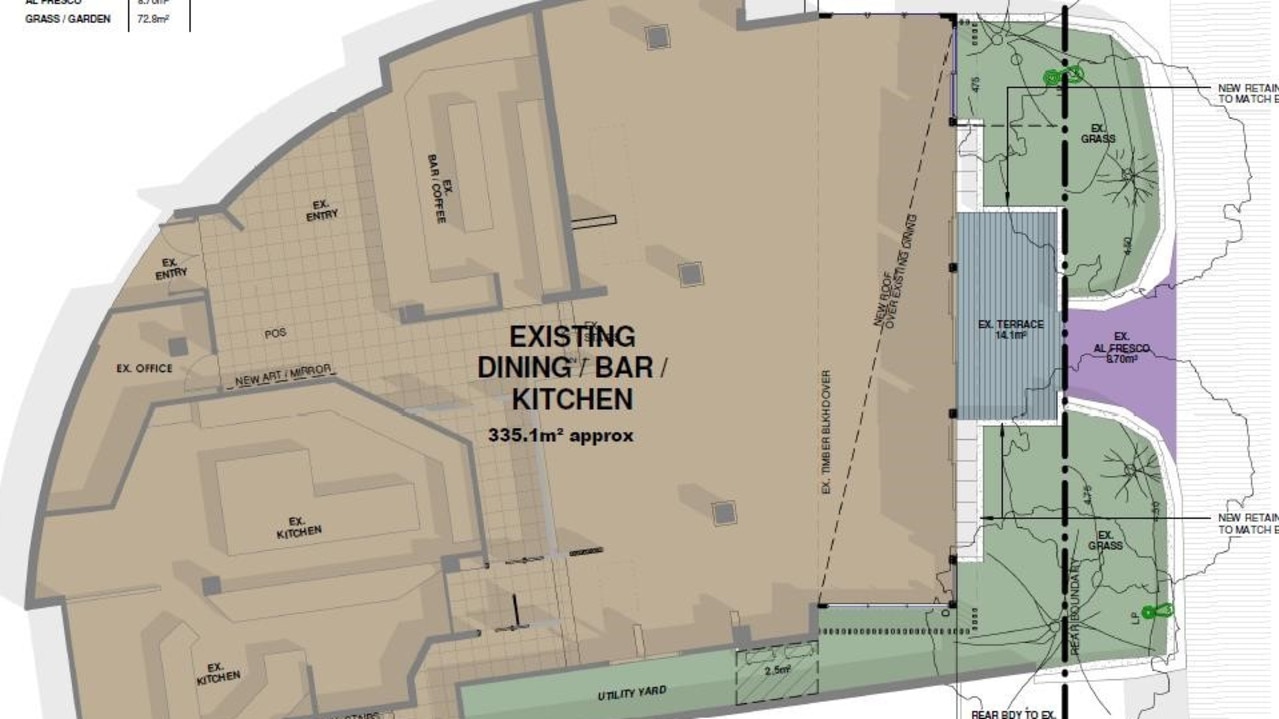 The Bistro C proposed plans for the frontage makeover on the right.