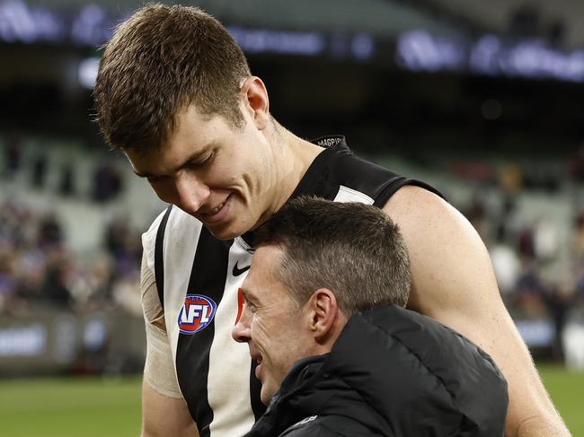 Cox says he remains indebted to the Collingwood coach. (Photo by Darrian Traynor/Getty Images)