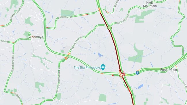 A multi-vehicle crash on the Bruce Highway at Woombye has resulted in significant traffic delays. Picture: Google Maps