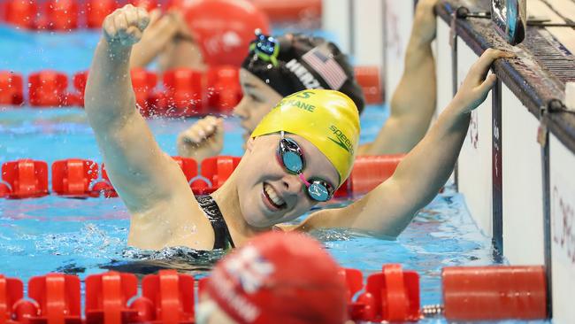 Tiffany Thomas Kane all smiles after winning the 100m breaststroke — SB6 gold in Rio.