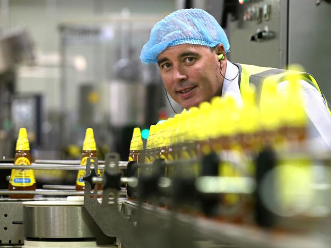 Capilano CEO Ben McKee on the honey filling line, at their production plant in Richlands, Brisbane. Picture: Lyndon Mechielsen/The Australian