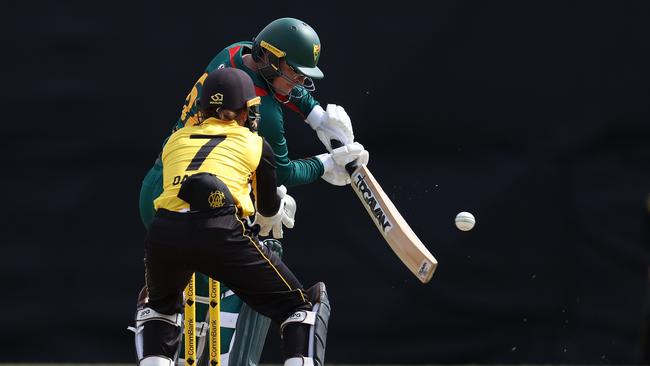 PERTH, AUSTRALIA – SEPTEMBER 24: Lizelle Lee of Tasmania bats during the WNCL match between Western Australia and Tasmania at the WACA Ground, on September 24, 2024, in Perth, Australia. (Photo by Paul Kane/Getty Images)