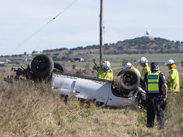 Emergency services at the scene of a fatal crash on Kingsthorpe-Silverleigh Rd, Silverleigh, Sunday, June 9, 2024. Picture: Kevin Farmer