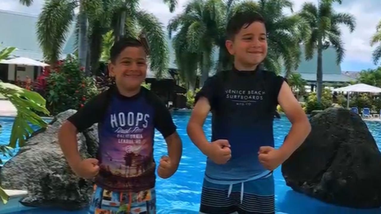 Jerome and Levi before Jerome was diagnosed with a stage 4 malignant brain tumour. Picture: Supplied