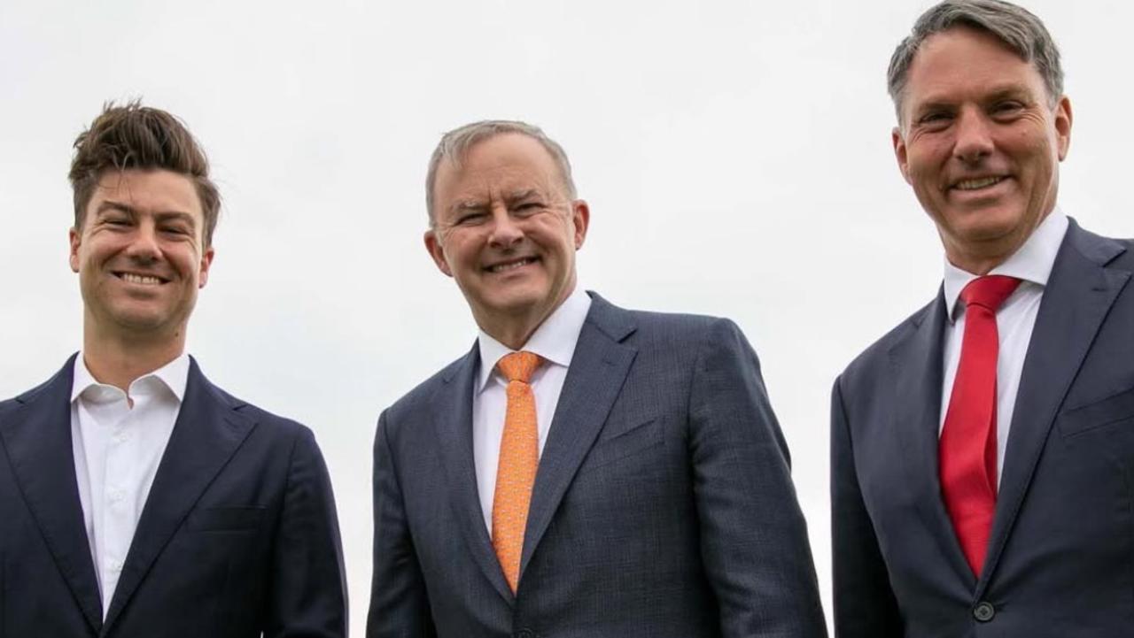 Anthony Albanese and Richard Marles pictured with Sam Rae, who is tipped to enter the ministry. Picture: Instagram