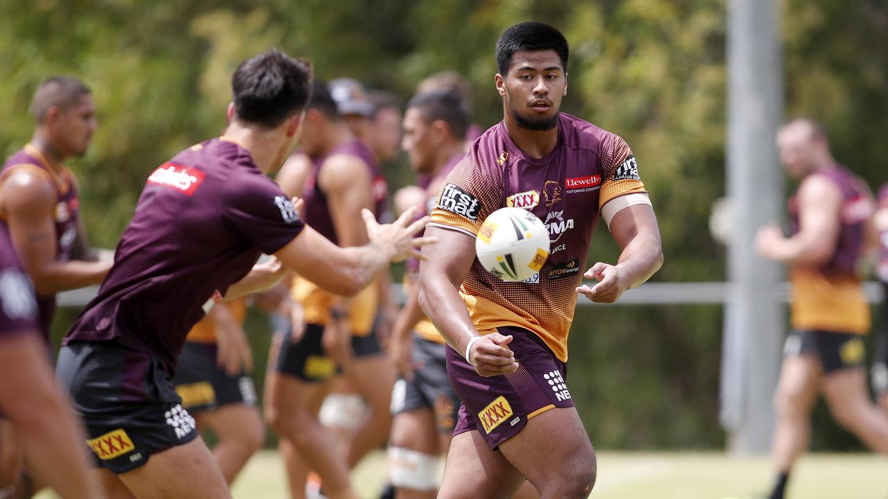 Payne Haas pictured at the Broncos first training session at Purtell Park on 3 December 2018. Picture: AAP Image