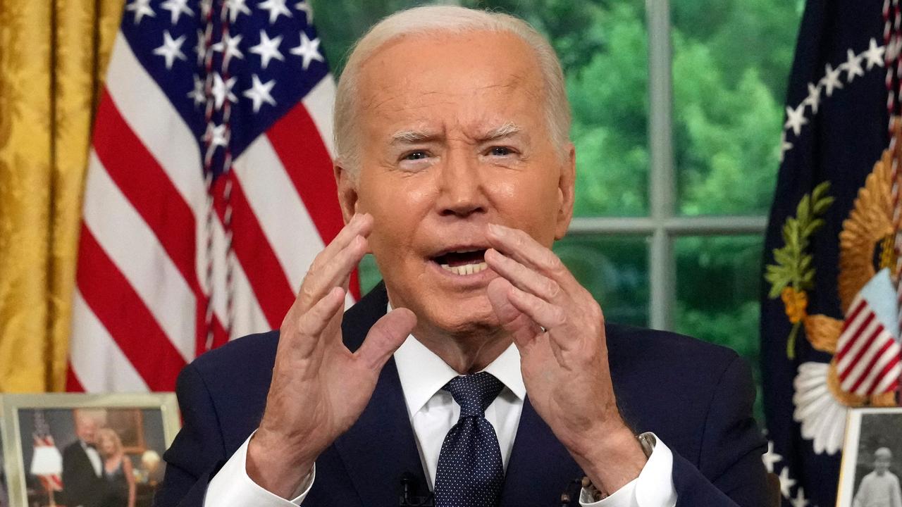 President Joe Biden addresses the nation from the Oval Office of the White House in Washington. Picture: Erin Schaff / POOL / AFP