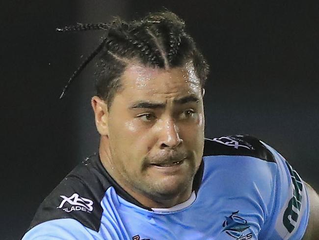 SYDNEY, AUSTRALIA - MARCH 30:  Andrew Fifita of the Sharks runs with the ball during the round four NRL match between the Cronulla Sharks and the Melbourne Storm at Southern Cross Group Stadium on March 30, 2018 in Sydney, Australia.  (Photo by Mark Evans/Getty Images)