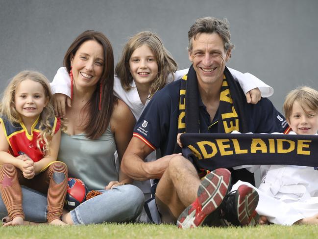 ABC Adelaide’s Ali Clarke with husband Matthew Clarke and their children, Madeleine, Elouise and Sam. Picture: Dean Martin