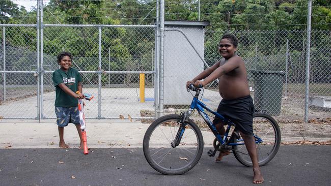 Children play in the streets in Mossman Gorge. Picture: Brian Cassey