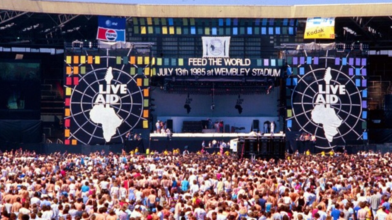 A photo from the actual Live Aid gig at Wembley Stadium in 1985.