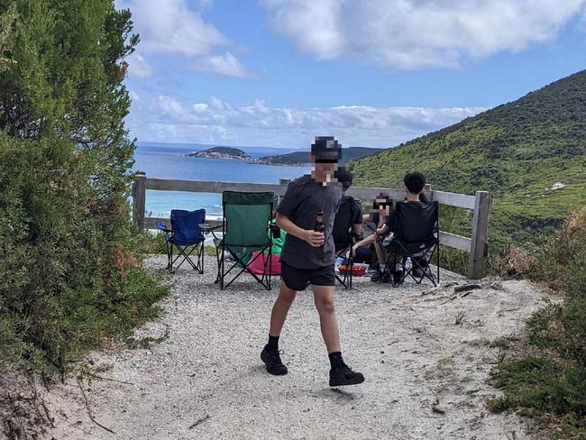 Family at Wilsons Prom lookout - pixelated