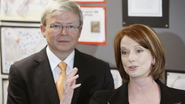 Then prime minister Kevin Rudd and Julia Gillard at the launch of the National Curriculum in 2010.