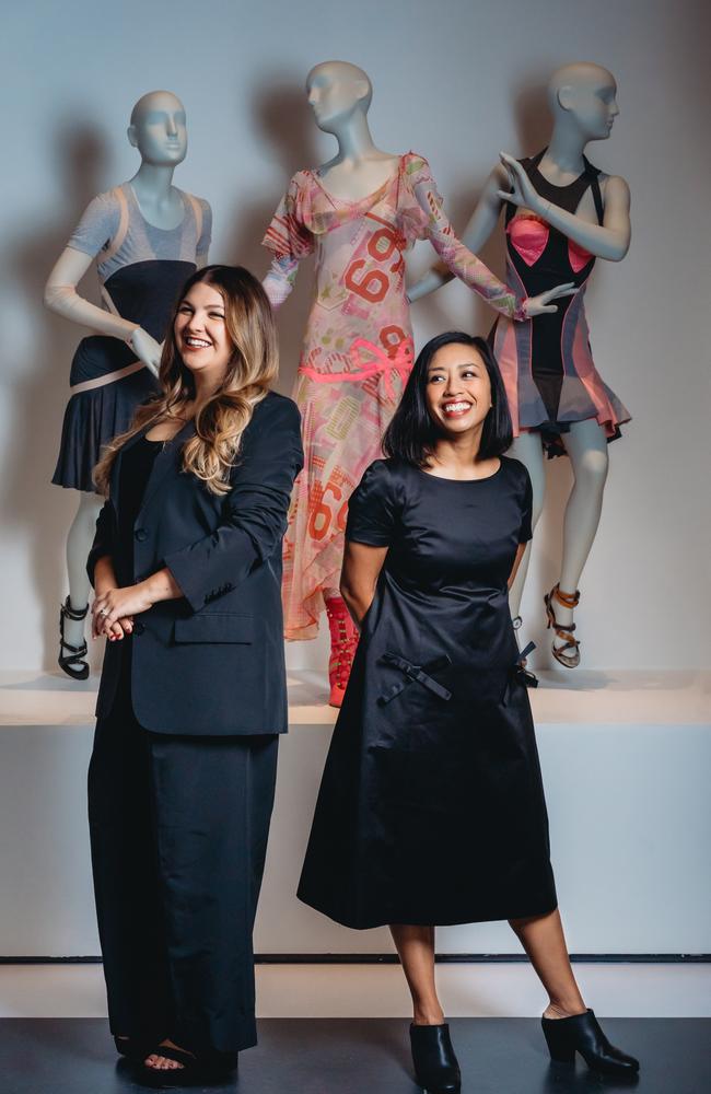 Curatorial Assistant, Costume and Textiles at LACMA Michaela Hansen and Clarissa Esguerra, LACMA’s Associate Curator, Costume and Textiles. Picture: Rebecca Aranda