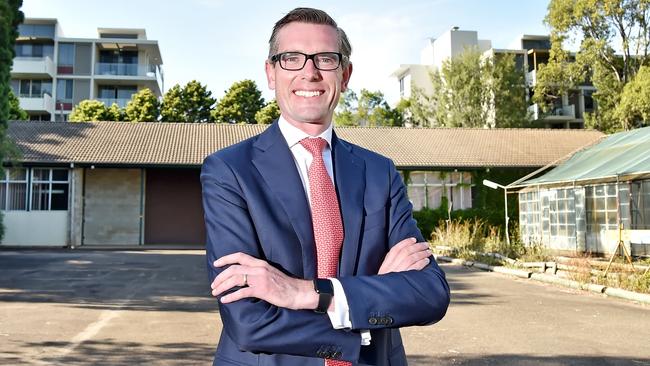 Treasurer Dominic Perrottet at the old Epping TAFE site yesterday, where he committed the Coalition to building a new primary school if re-elected on March 23. Picure: AAP Image/Troy Snook