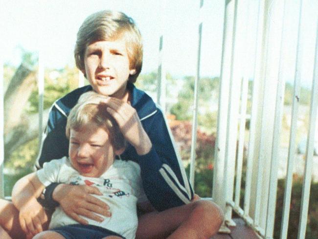 Young Grant Hackett with his brother Craig. Picture: David/Clark