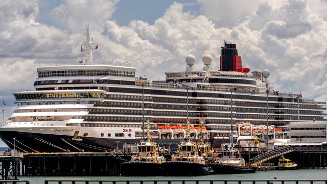 The Queen Elizabeth ship arrives at Darwin Port on February 18, 2025. Picture: Pema Tamang Pakhrin