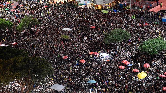 Aerial view of fans waiting for the mega-concert of Lady Gaga at Copacabana beach in Rio de Janeiro. Picture: Daniel Ramalho/AFP