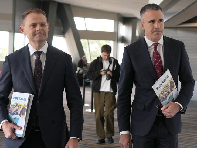 ADELAIDE, AUSTRALIA - NewsWire Photos June 5, 2025: BUDGET SA -South Australia Treasurer Stephen Mullighan (L) and Premier Peter Malinauskas arriving for Budget lockup, ready  to hand down the state budget.  Picture: NewsWire / Dean Martin
