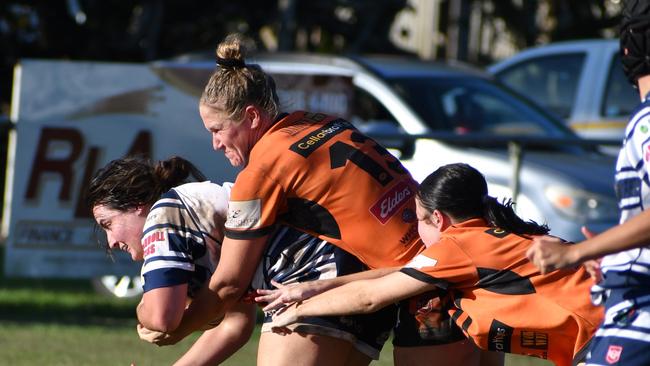 The Herbert River Crushers Women’s team drew 20-20 with Townsville Brothers in a hard-fought contest in Ingham on Saturday. Picture: Cameron Bates