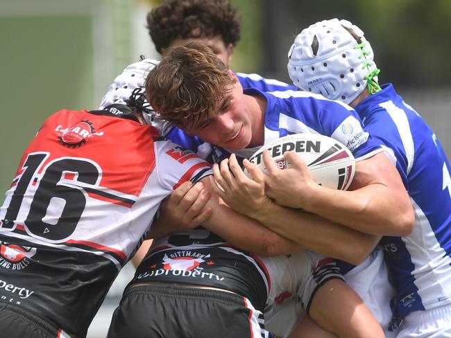 Kirwan High against Ignatius Park College in the Northern Schoolboys Under-18s trials at Brothers Rugby League Club in Townsville. Picture: Evan Morgan