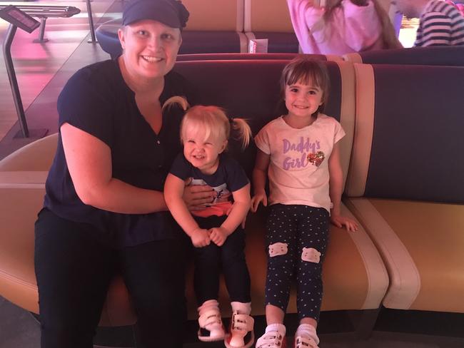 Tannum Sands mother Jess Smith with her daughters Charlotte, 7, and Heidi, 4. After battling breast cancer Mrs Smith has organised the Mother's Day Classic at Tannum Sands. Picture: contributed.