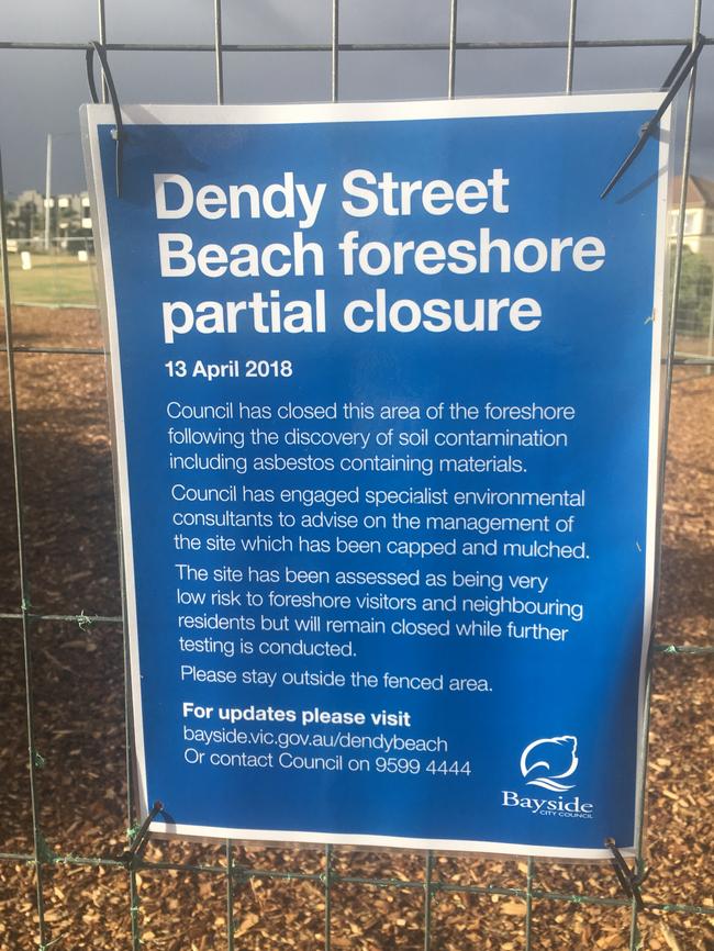 The council has been ordered to clean-up asbestos found at Dendy Beach earlier this year, it was first warned it would find asbestos at that location in 2012.