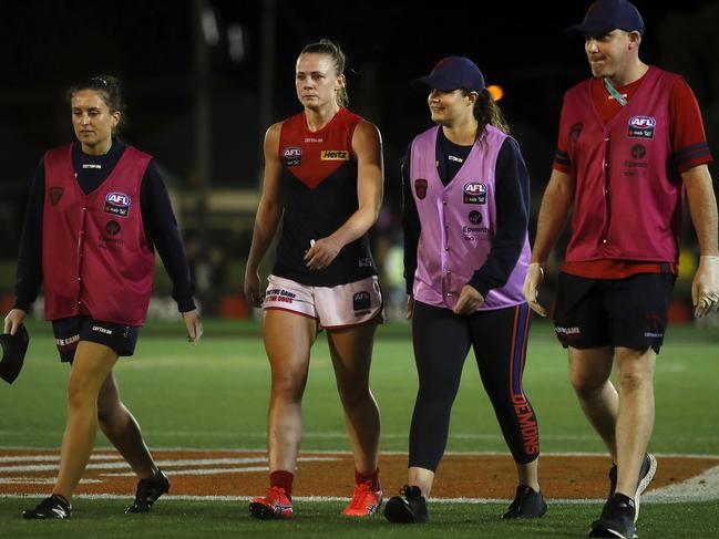 Ainslie Kemp of the Demons leaves the field. Picture: Getty Images