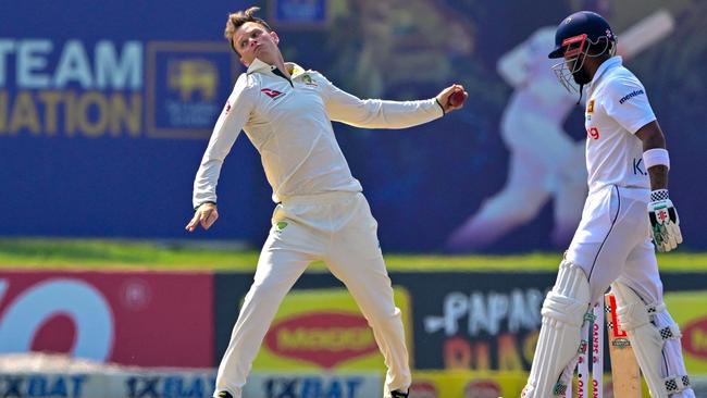 Matt Kuhnemann bowls Australia towards victory in Galle (Photo by Ishara S. KODIKARA / AFP)