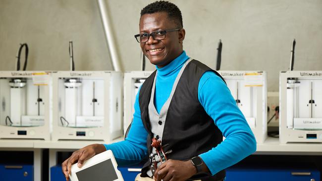 Doctor, inventor and concert violinist Chidozie ‘Elvis’ Chidi-Ezeama from Flinders University was named international student of the year by StudyAdelaide. Picture: Matt Loxton