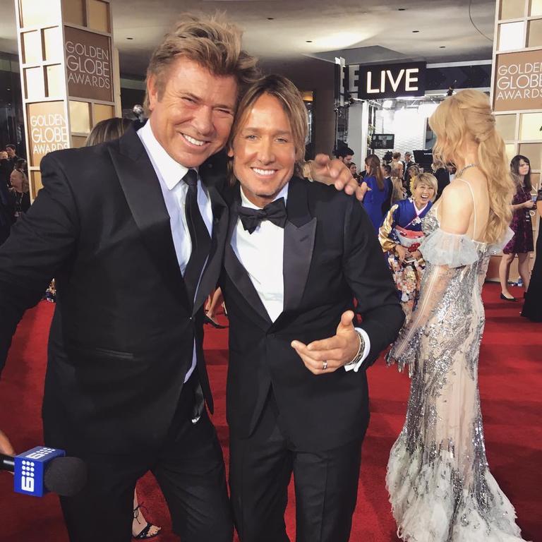 Richard Wilkins with Keith Urban ... "The #GoldenGlobes red carpet is full of the biggest stars, but that doesn't mean we can't have some fun! And how great does Nicole look?!" Picture: Instagram