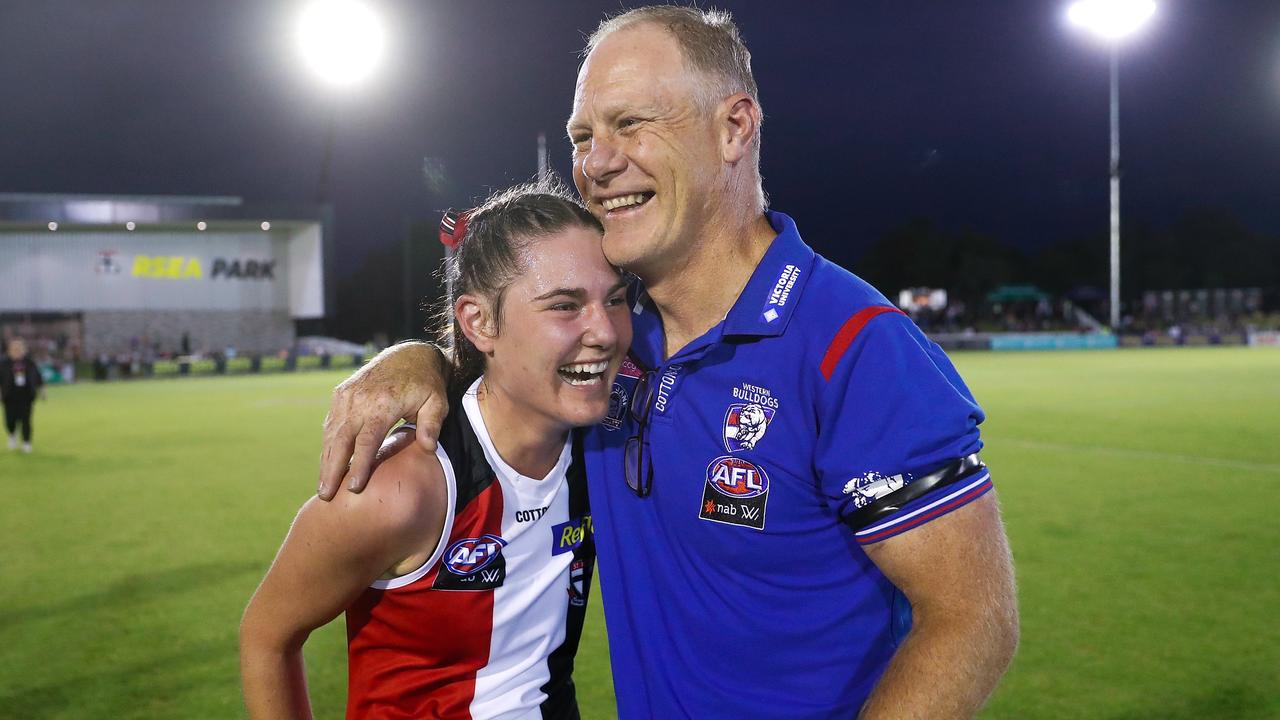 Nathan and Alice Burke put their rivalry aside after full-time.