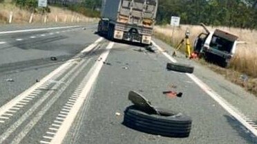 A man died in a two-truck crash on the Capricorn Highway south west of Rockhampton in Central Queensland.