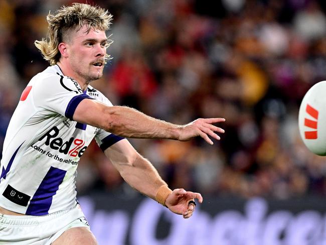 Melbourne were this week forced to commit to injured star Ryan Papenhuyzen being in their long-term plans at fullback. Picture: Bradley Kanaris/Getty Images